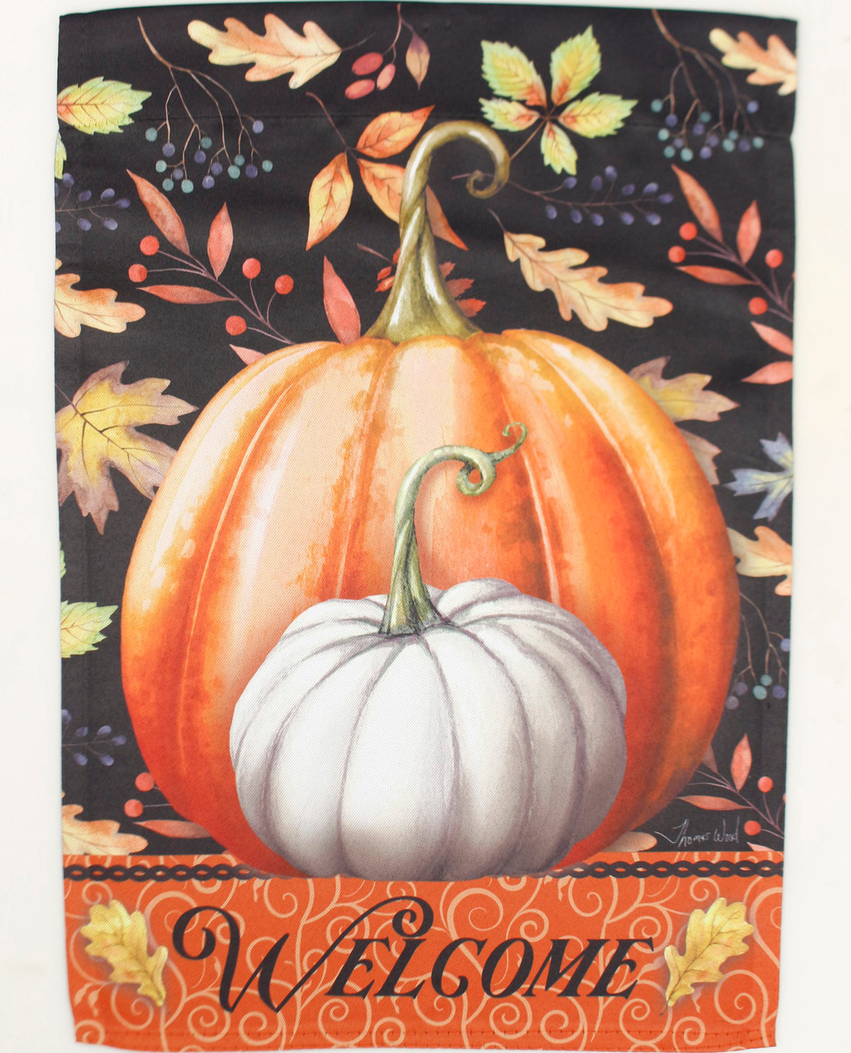 Fall Welcome Pumpkins Suede Garden Flag