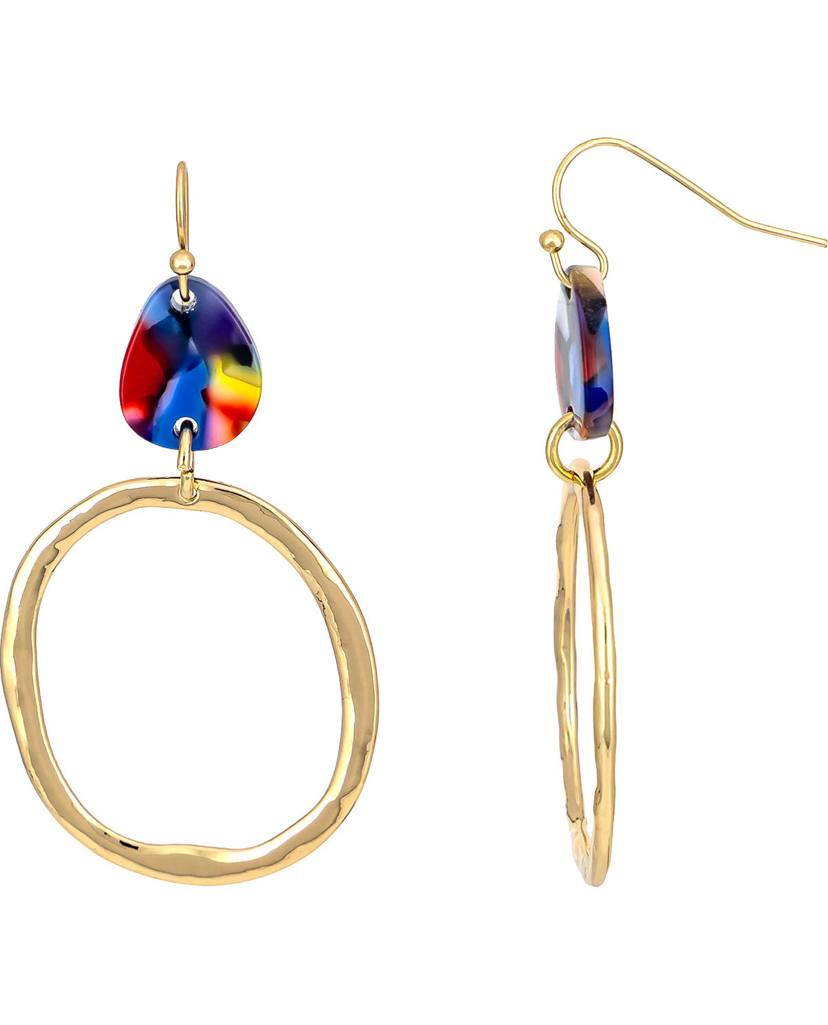Studio By Dauplaise Gold Small Teardrop With Open Ring Earrings