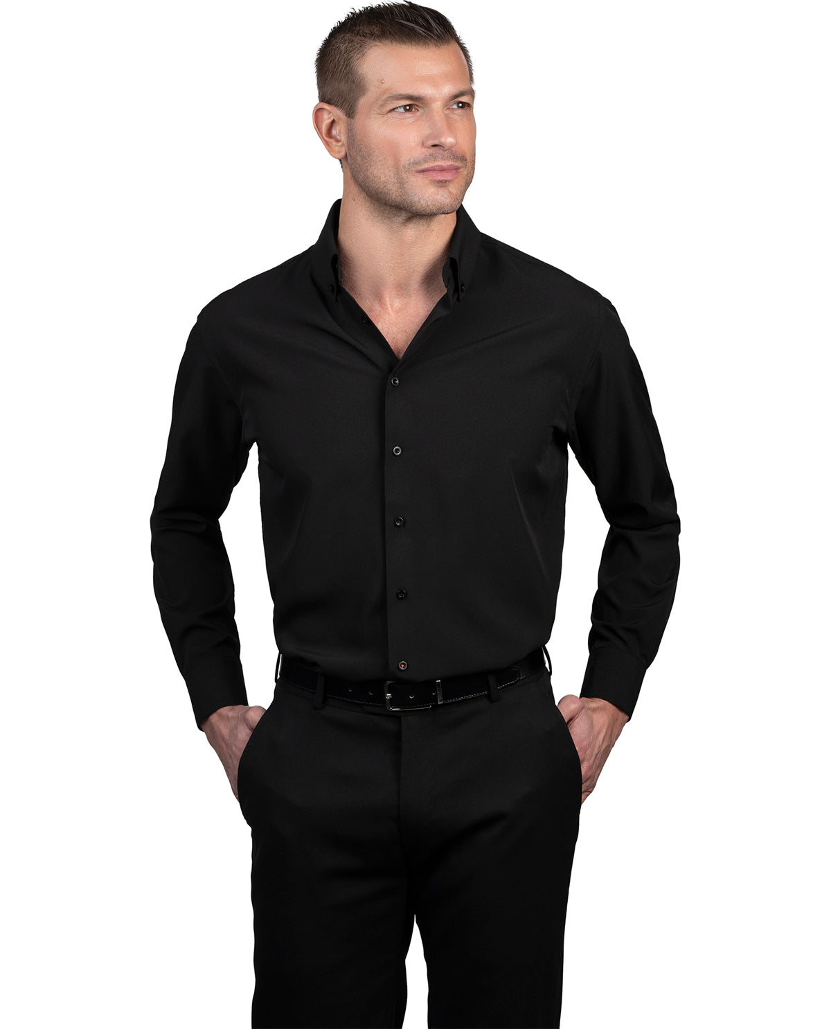 Nautica Men's Solid Black Long Sleeve Super Shirt