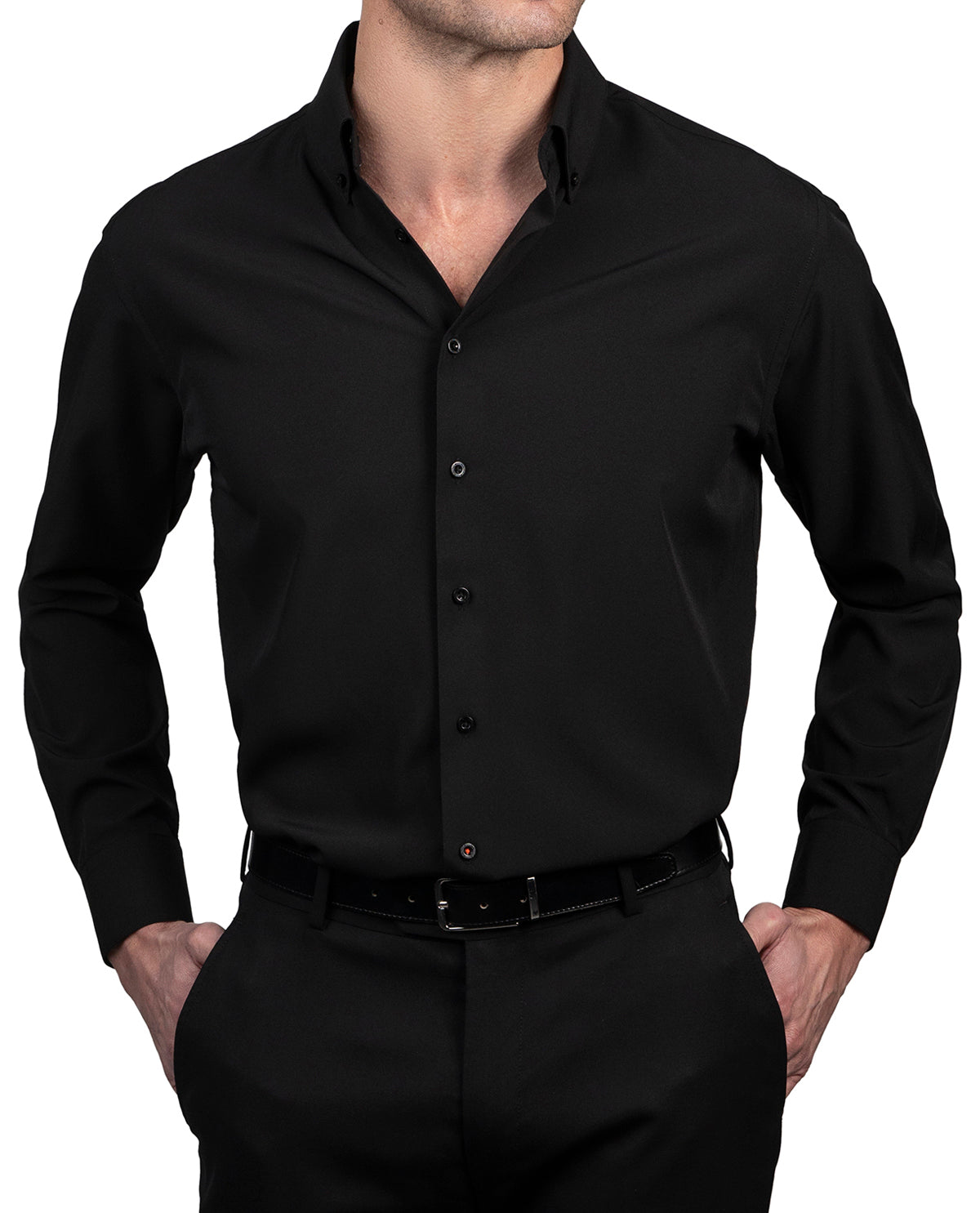 Nautica Men's Solid Black Long Sleeve Super Shirt