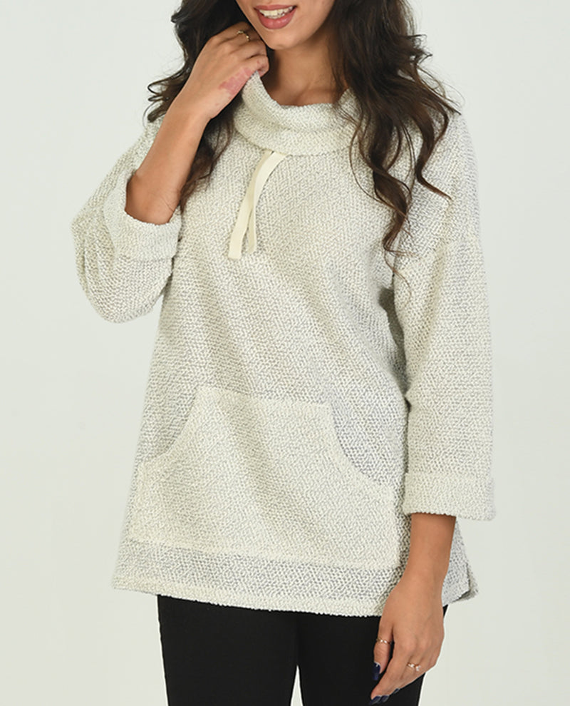 Robert Louis Plus Popcorn Funnel Neck Top