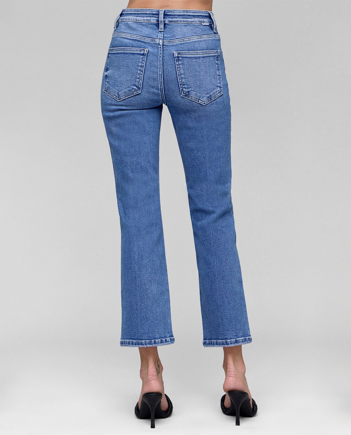 Risen High Rise Crop Jeans Medium Wash