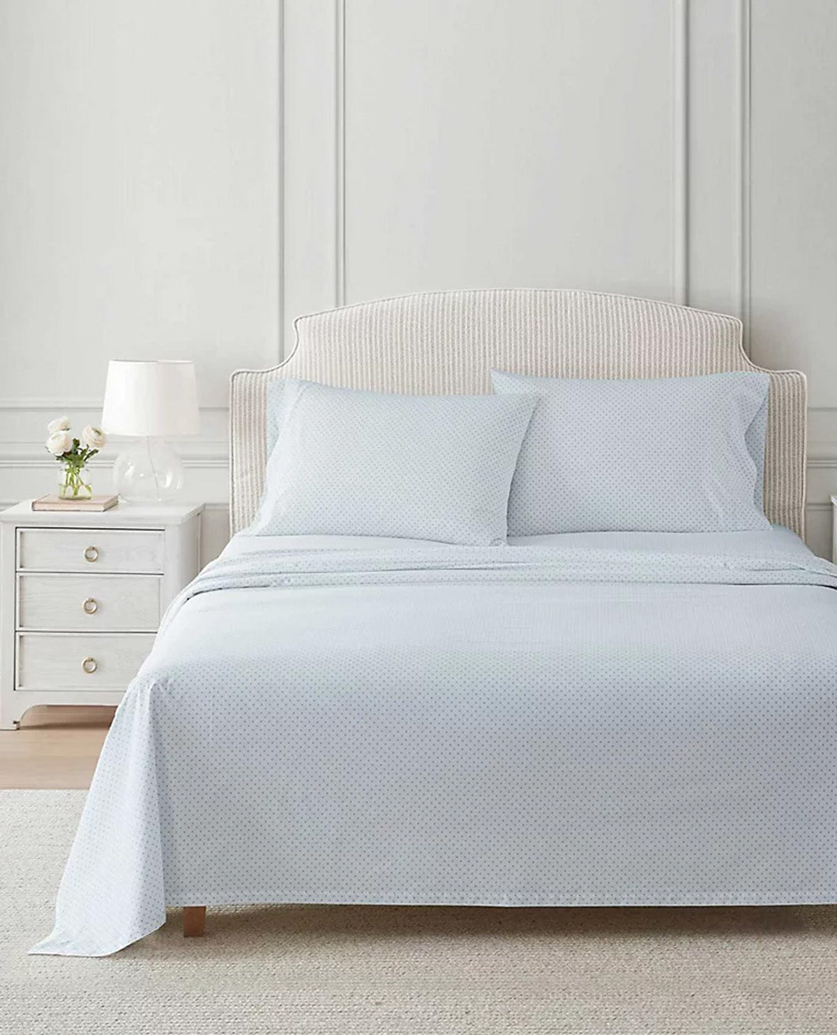 Martha Stewart Core Blue Polka Dot Queen Sheet Set
