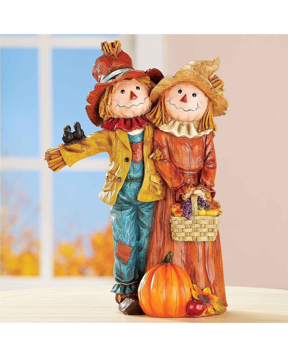 Fall Scarecrow Couple Figurine Table Top Decor