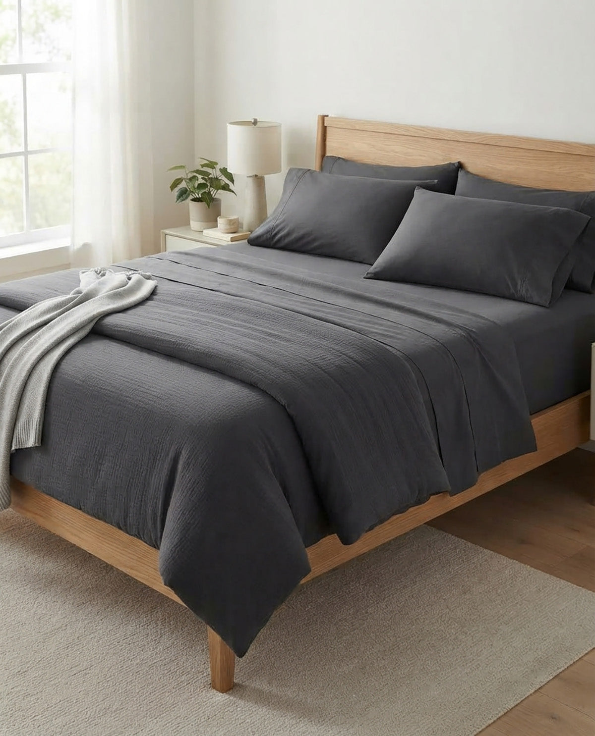 Core Essentials Queen Silver Filigree Soft Washed Sheet Set