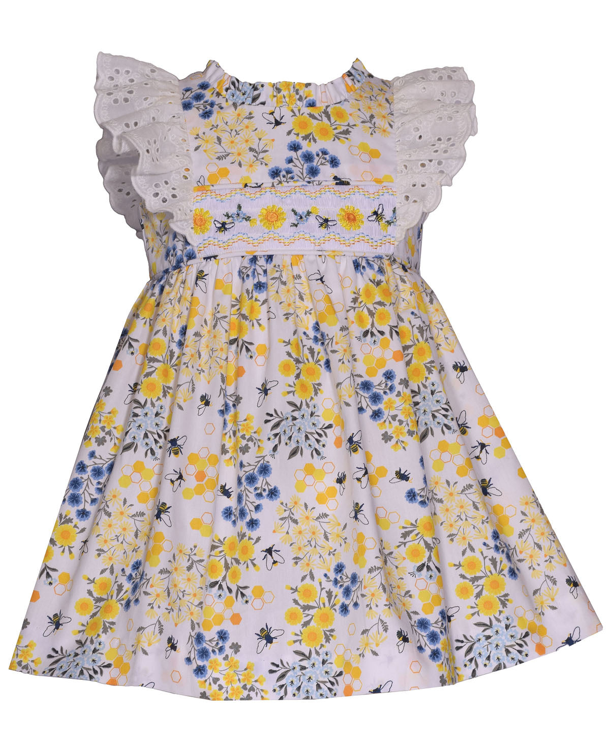 Bonnie Jean 4-6X Bumblebee Floral Smock Dress