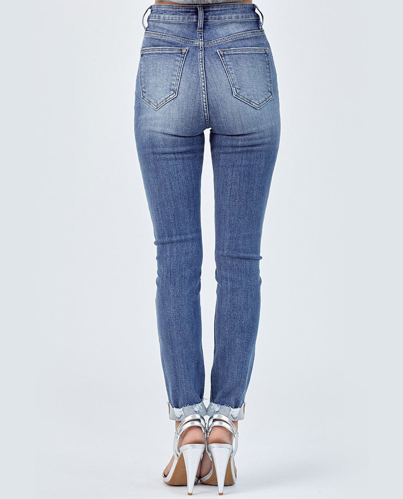 Risen PLUS High Rise Vintage Washed Skinny Jeans with Cuff