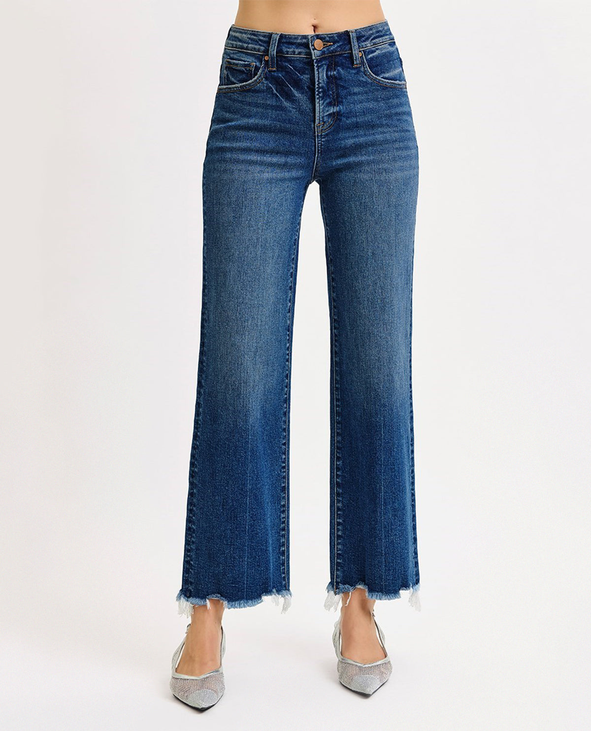 Risen High Rise Ankle Jeans Dark Denim