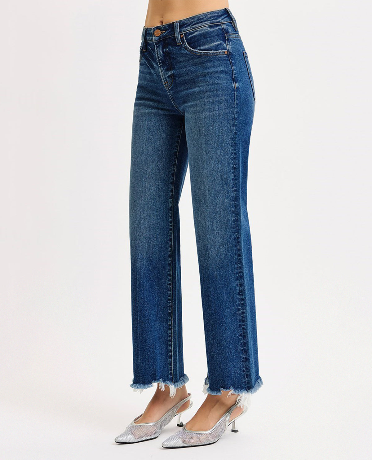 Risen High Rise Ankle Jeans Dark Denim