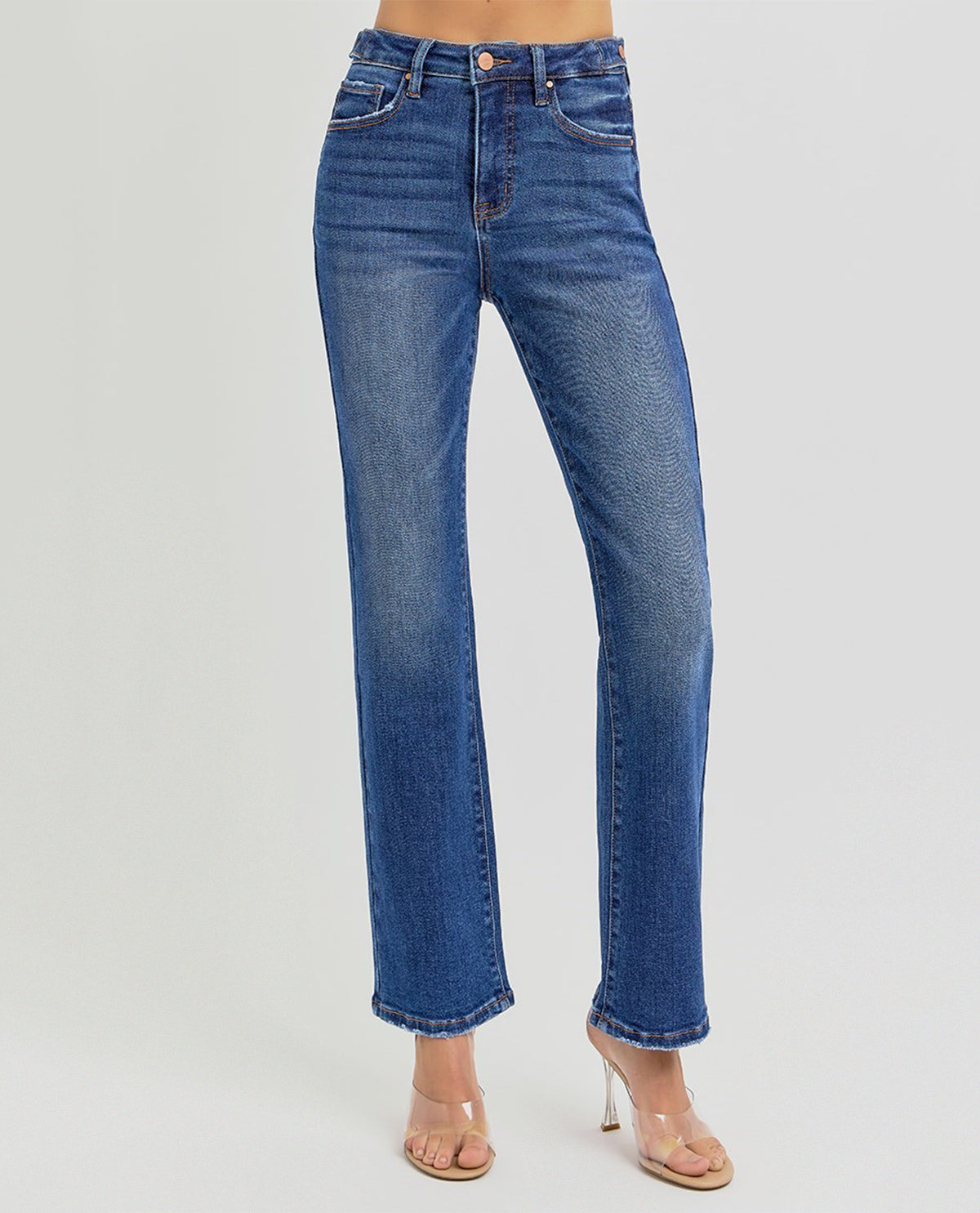 Risen High Rise Ankle Jeans Dark Denim
