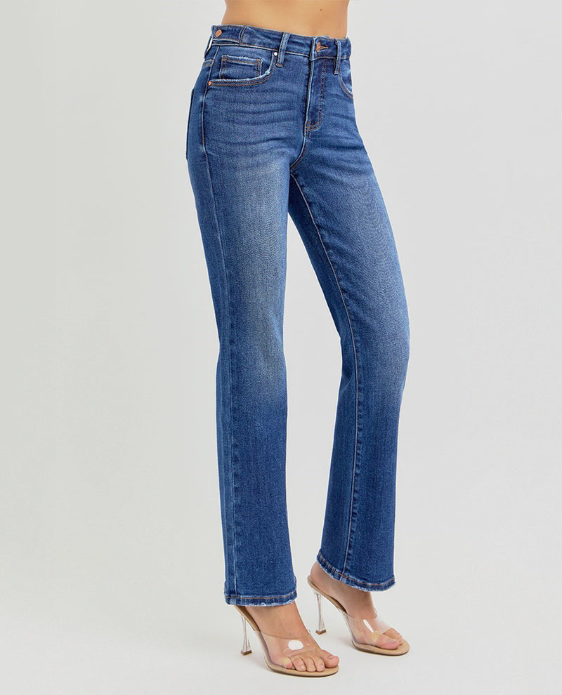 Risen High Rise Ankle Jeans Dark Denim