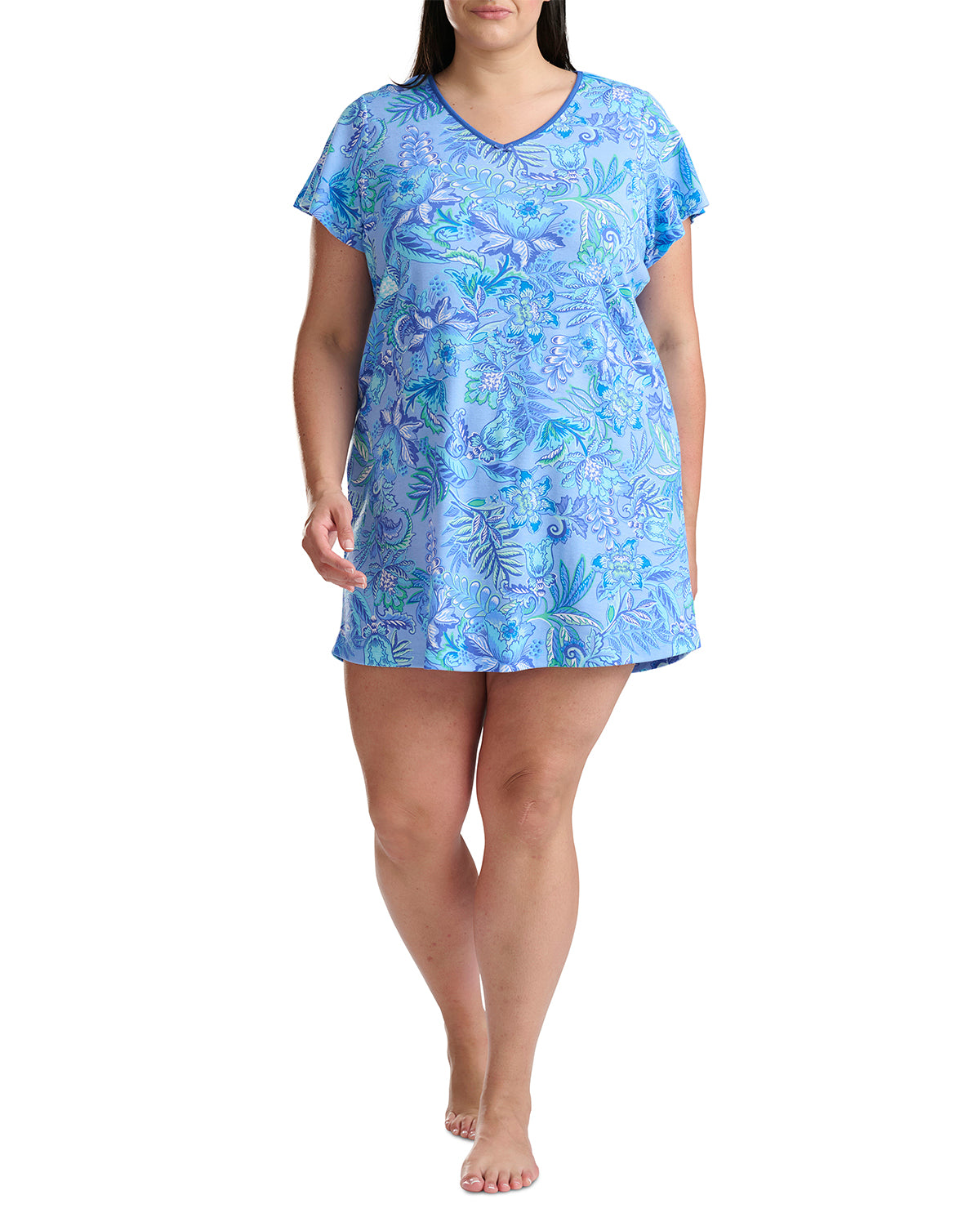 Karen Neuburger Flutter Sleeve Sleepdress Blue