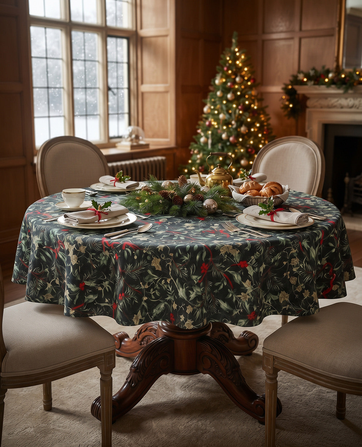 Laura Ashley Evergreen Ribbon Tablecloth
