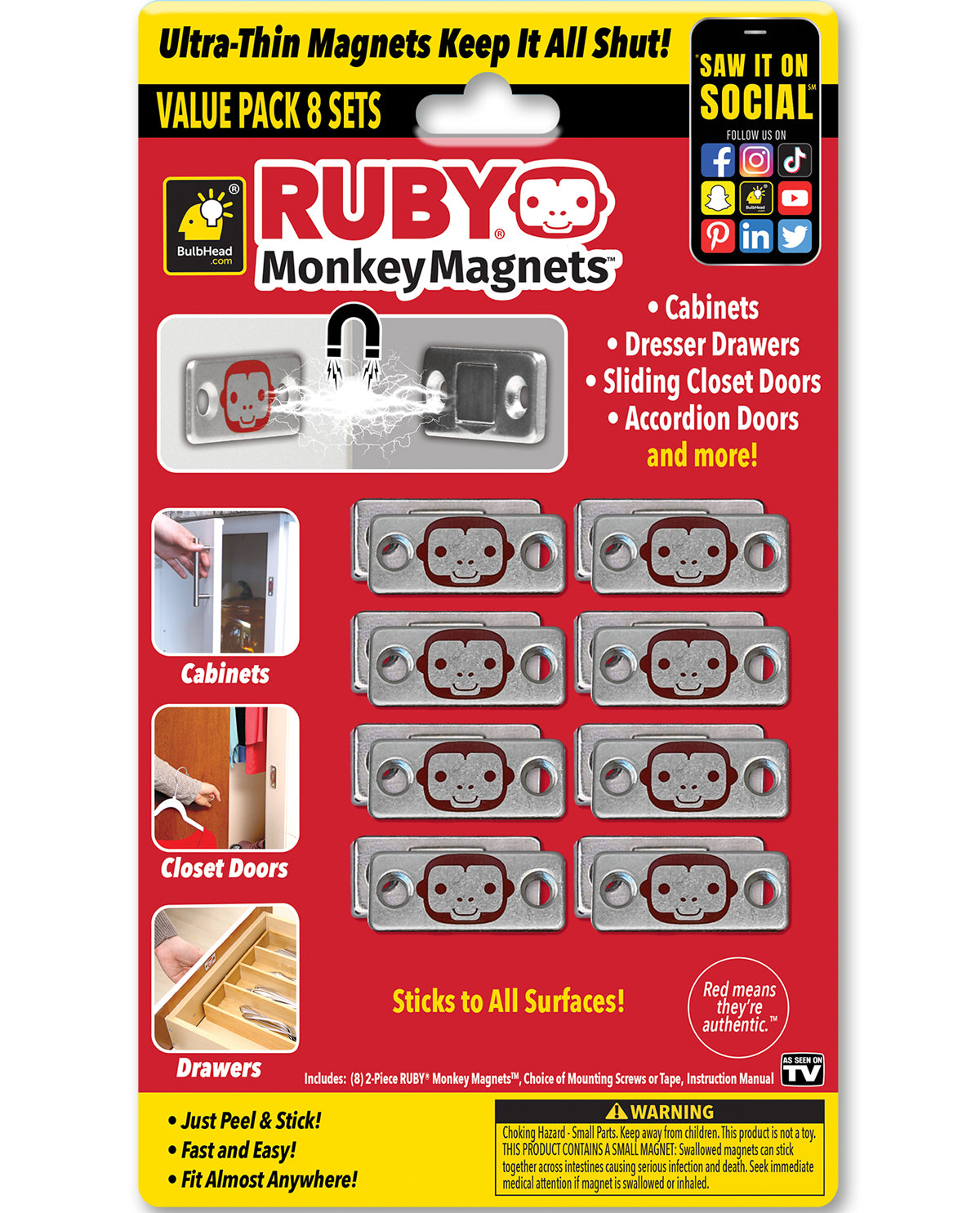 Ruby Monkey Magnets