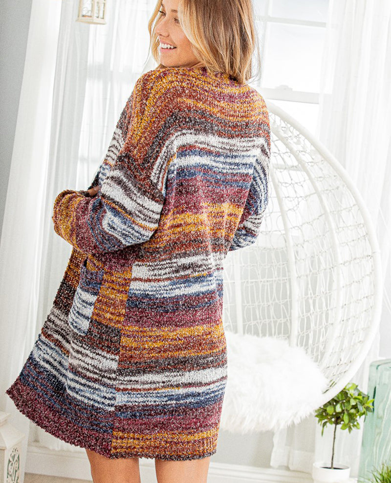 Extra Long Multi-Colored Cardigan