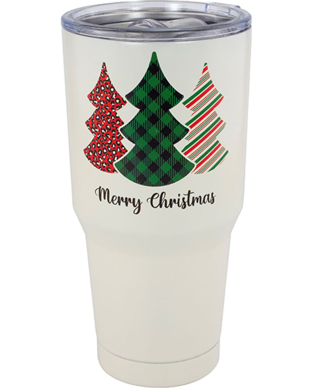 30oz. Merry Christmas & Patterned Trees Stainless Steel Tumbler