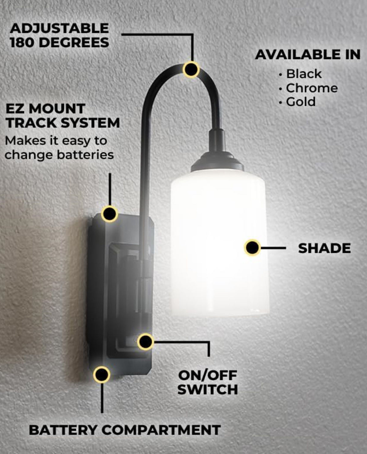 Smart Sconce Black - Dimmable Wireless Wall Light