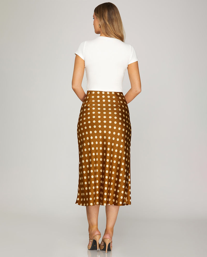 She & Sky Polka Dot Skirt Brown