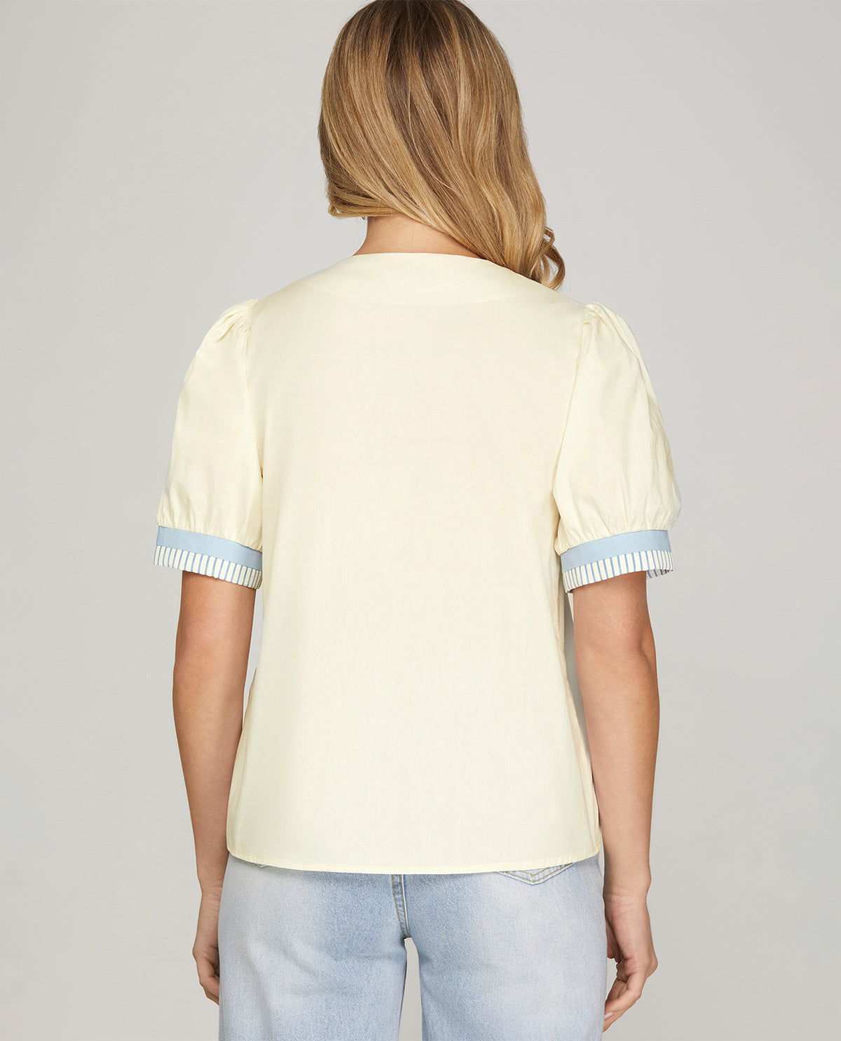 She And Sky Solid Embroidered Top Cream