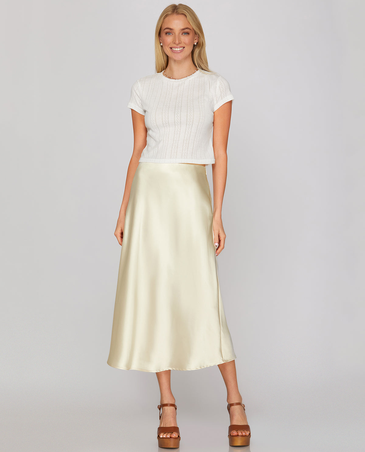 She & Sky Midi Skirt Cream