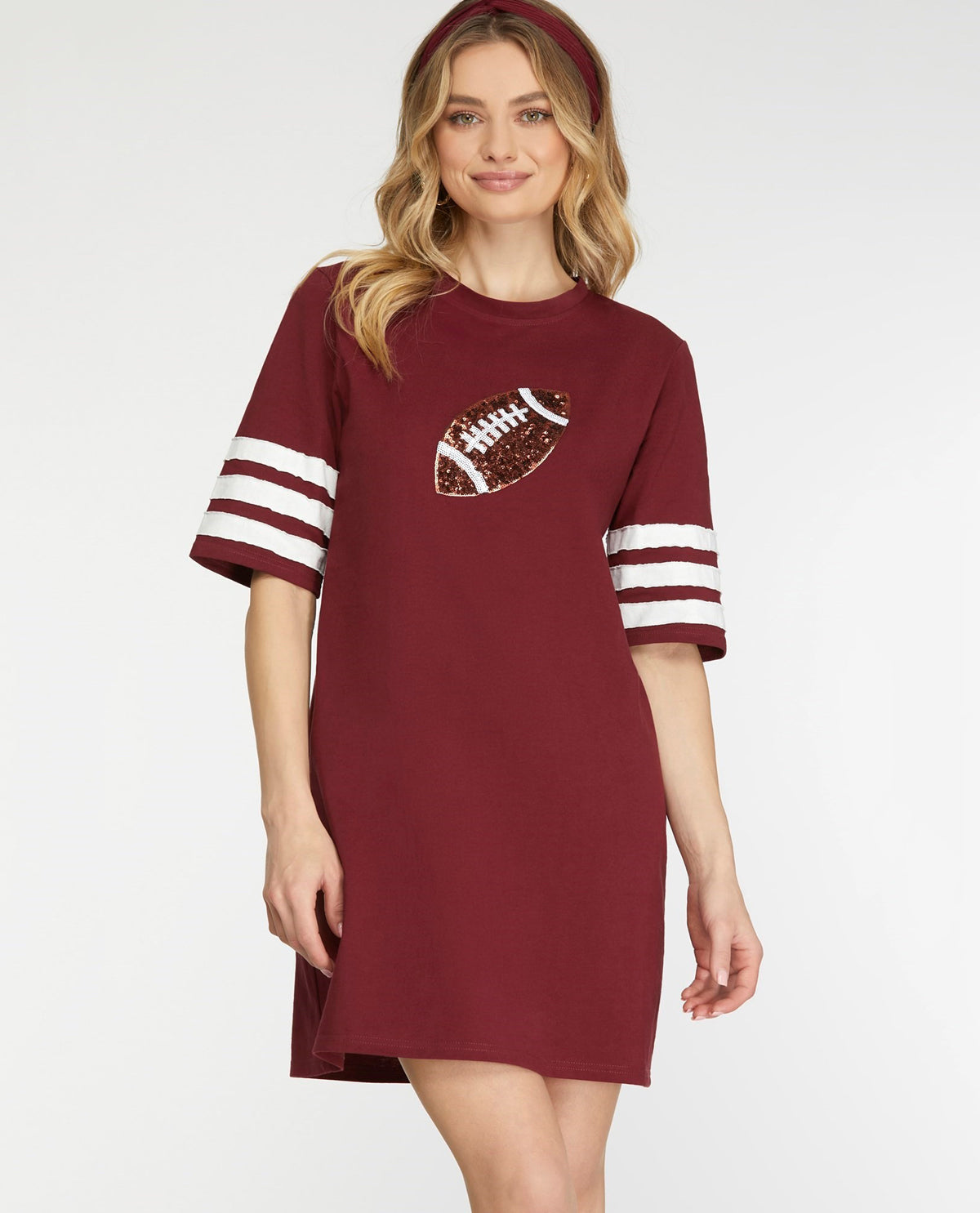 Sequin Football Patch T-Shirt Dress