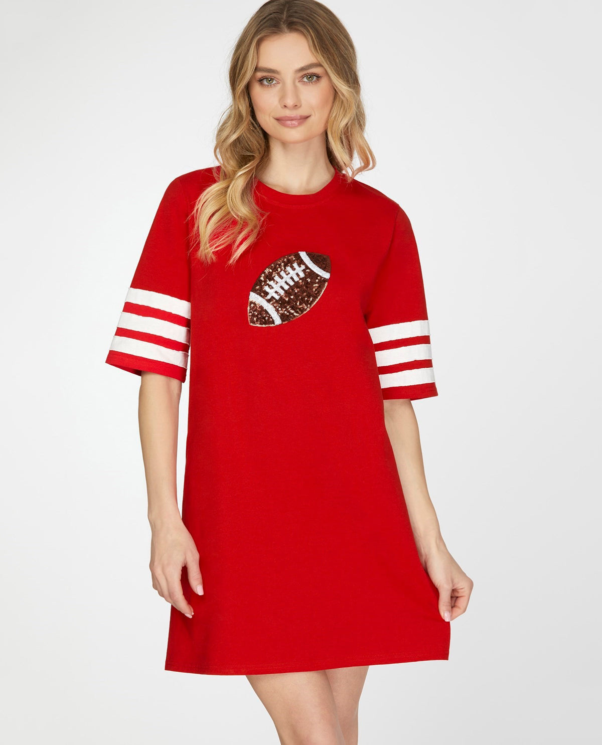 Sequin Football Patch T-Shirt Dress