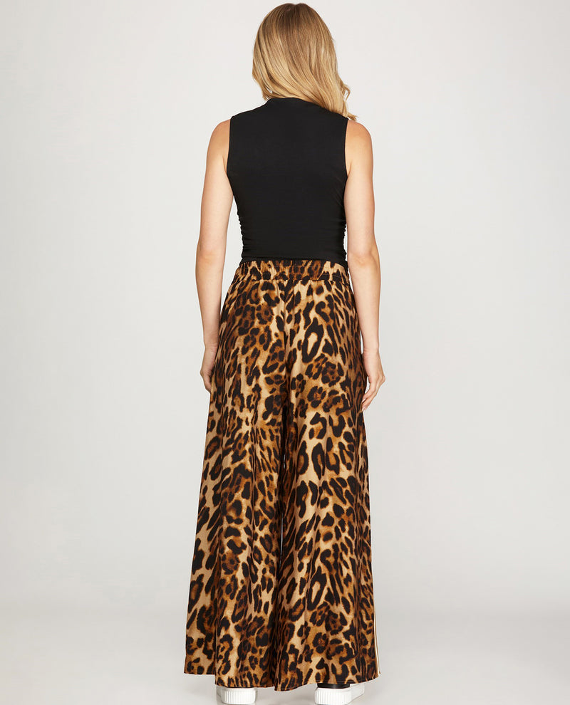 Wide Leg Leopard Print Pants