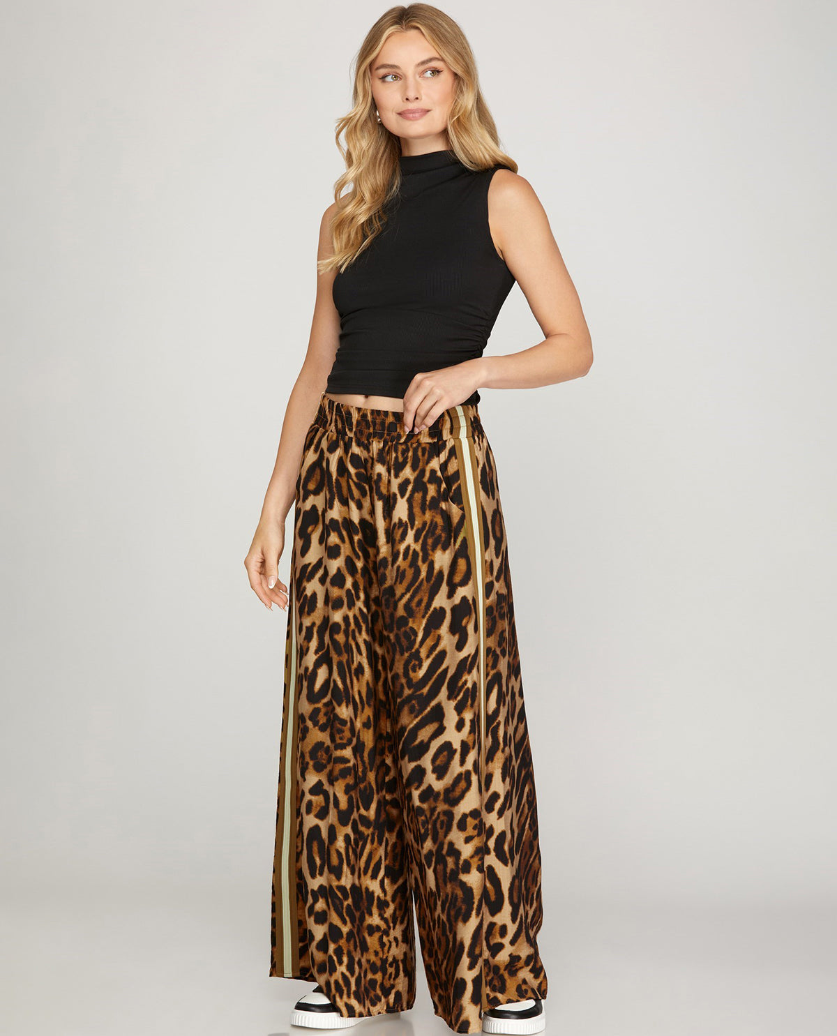 Wide Leg Leopard Print Pants
