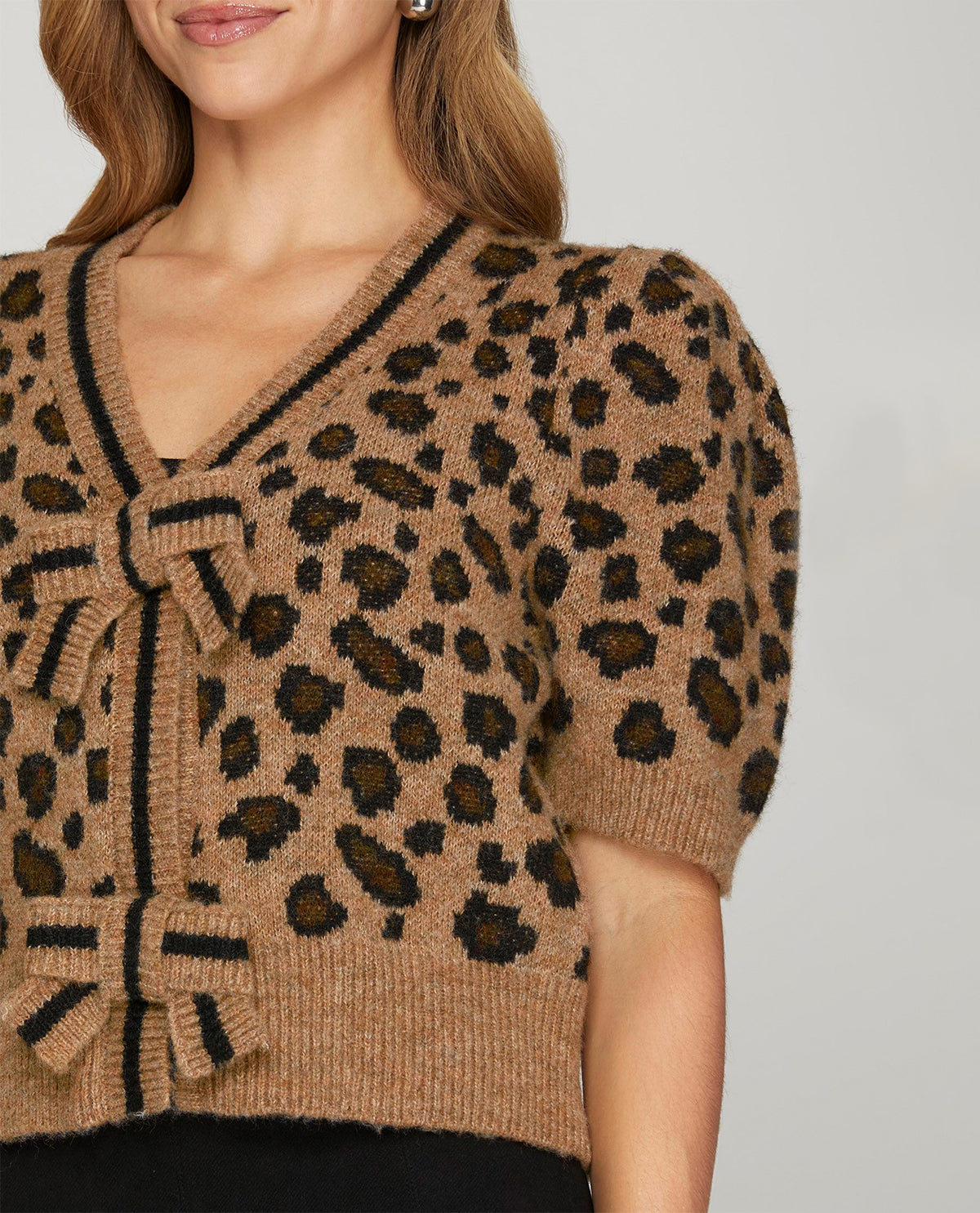 Puff Sleeve Leopard Print Sweater