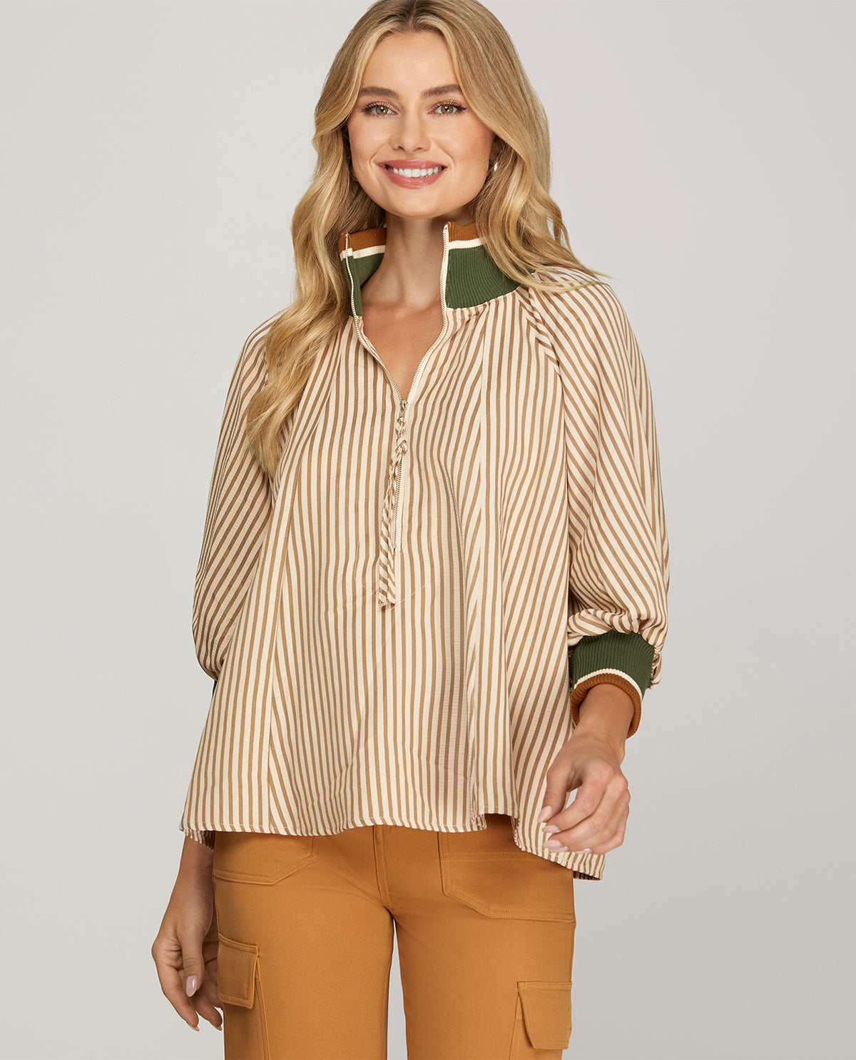 S&S Half Zip Stripe Top