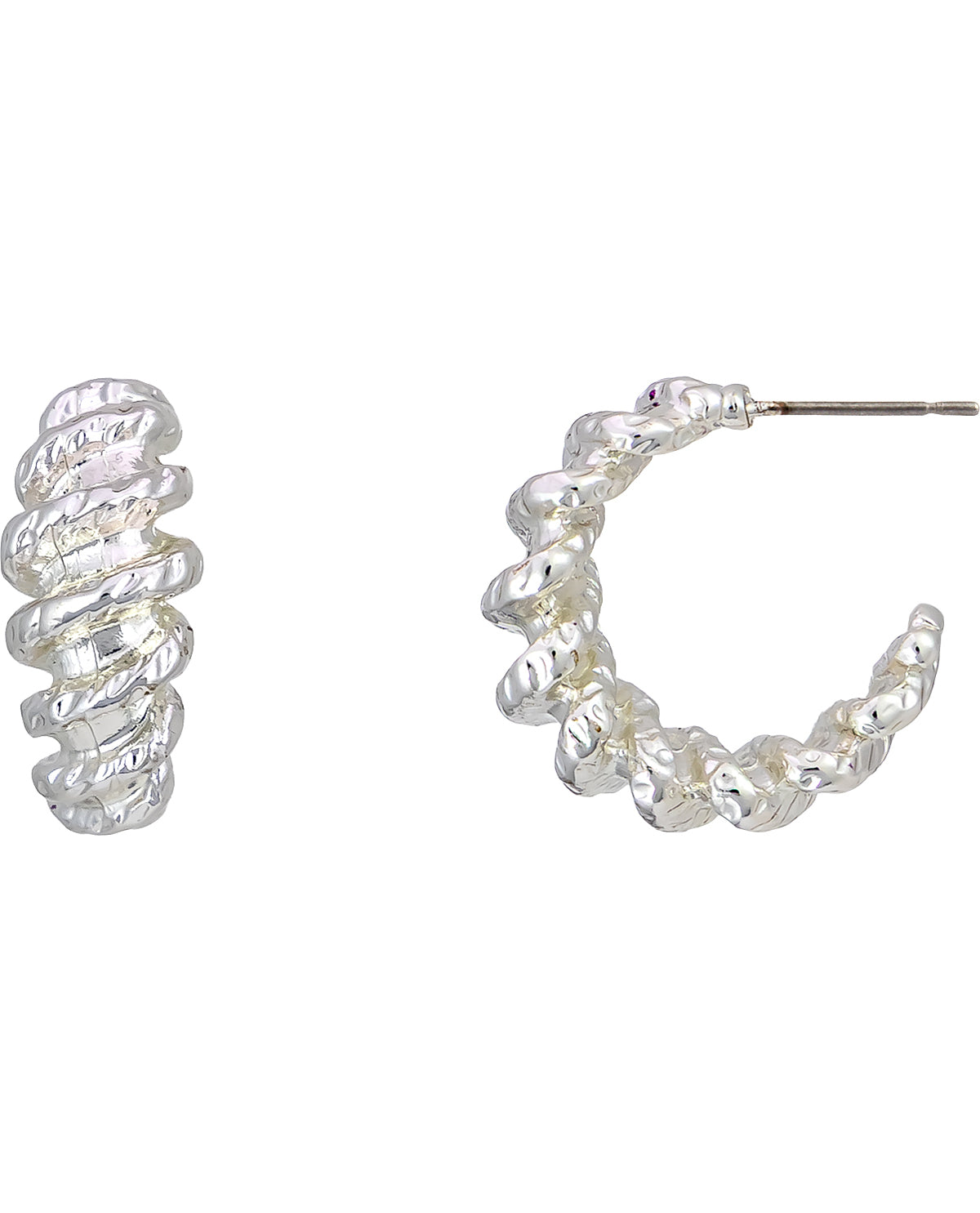 Studio By Dauplaise Silver Gold Small Ribbed Post Hoop Earrings