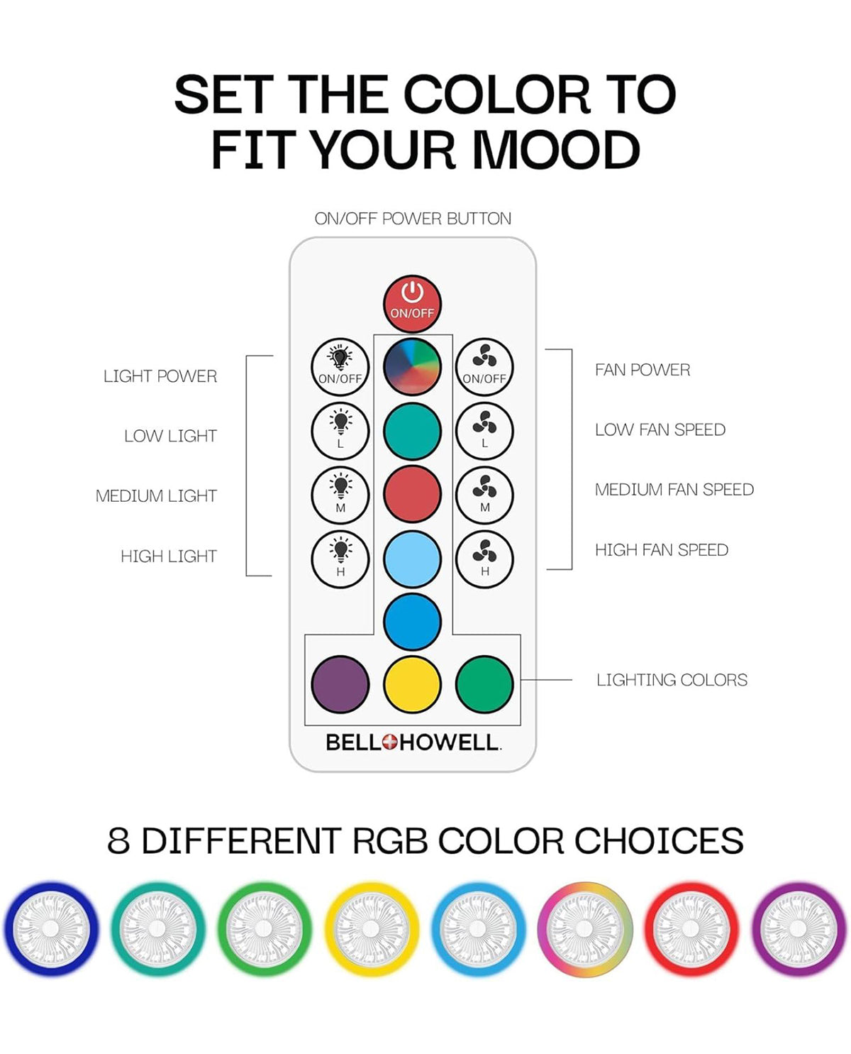 Bell+Howell Socket Air Wireless Ceiling Fan Light with Remote Control