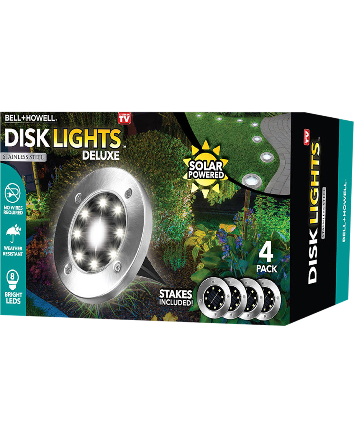 Bell+Howell Swivel Disk Lights Deluxe Set of 4 Inground Solar Lights