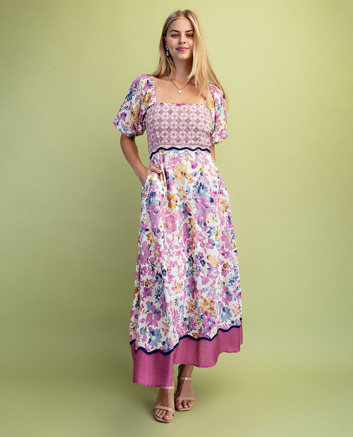 Gigio Mixed Print Dress Mauve