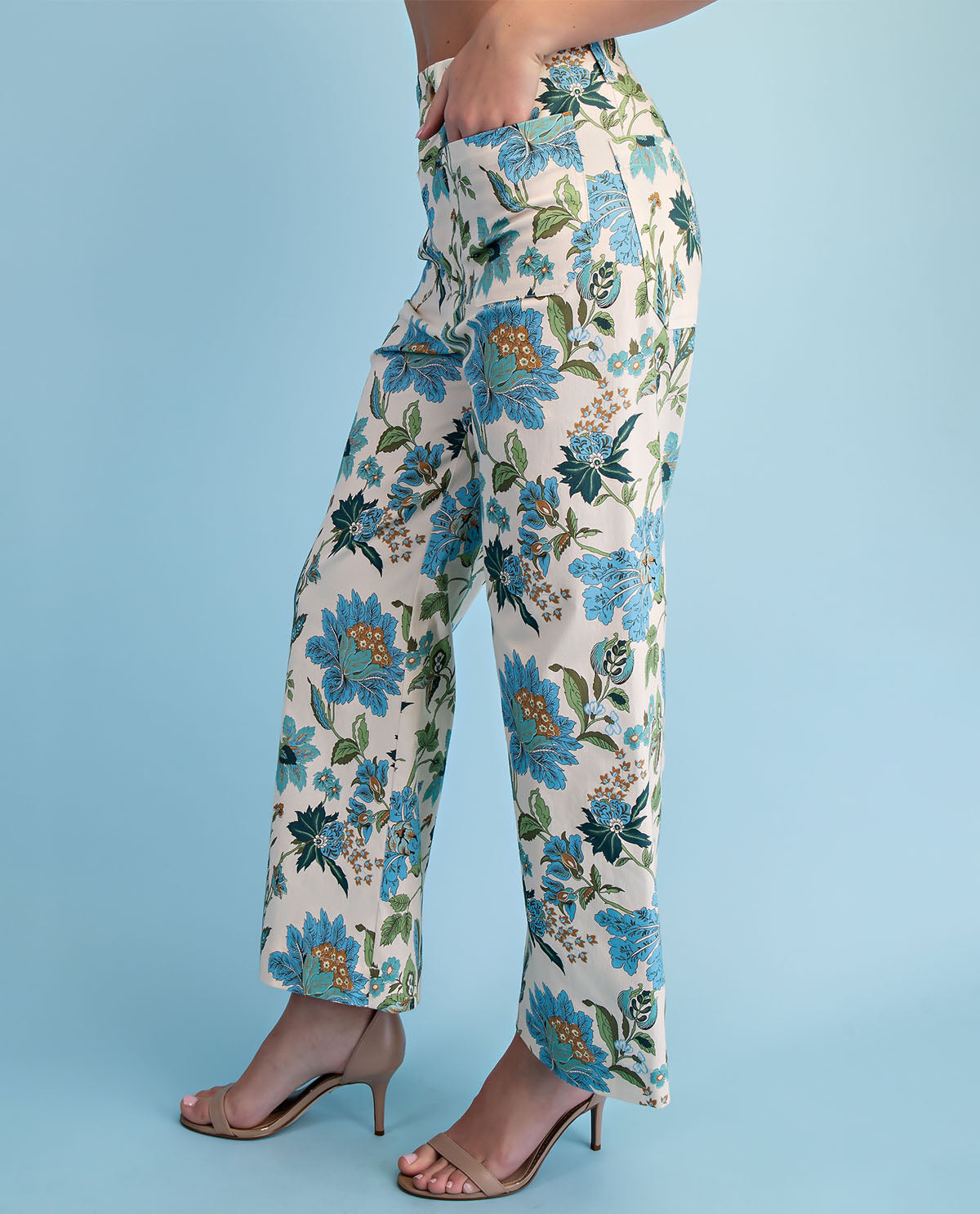Gigio Floral Crop Pants Blue Mix
