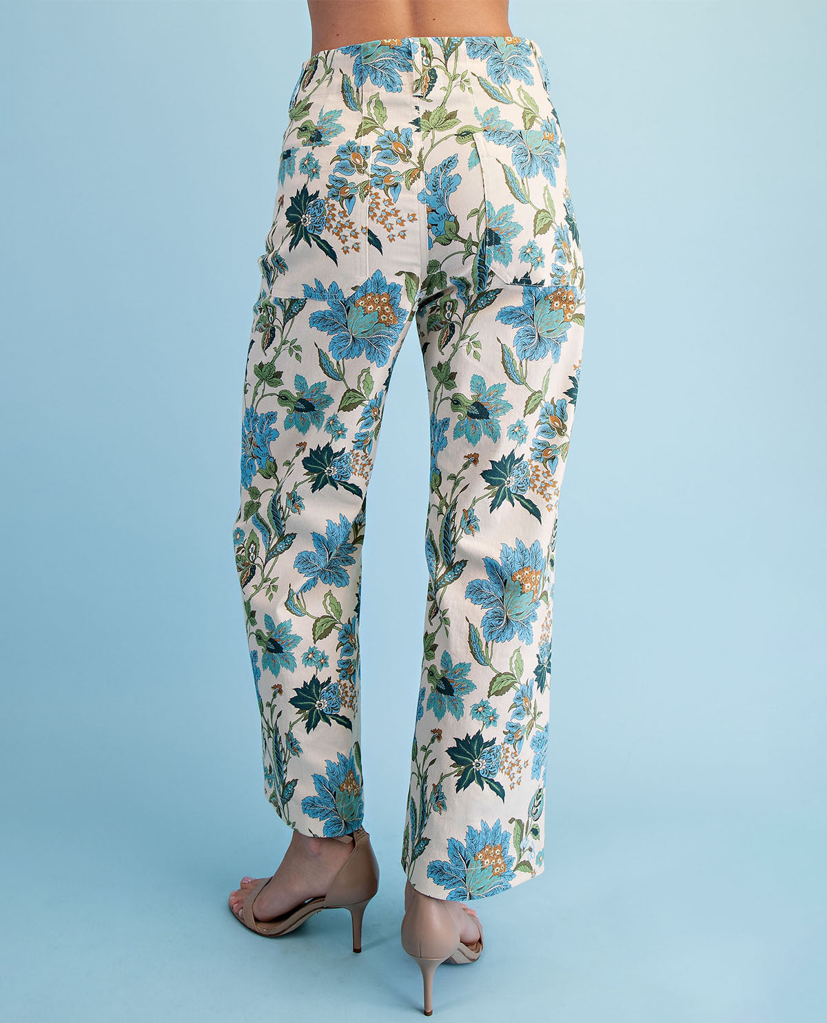 Gigio Floral Crop Pants Blue Mix