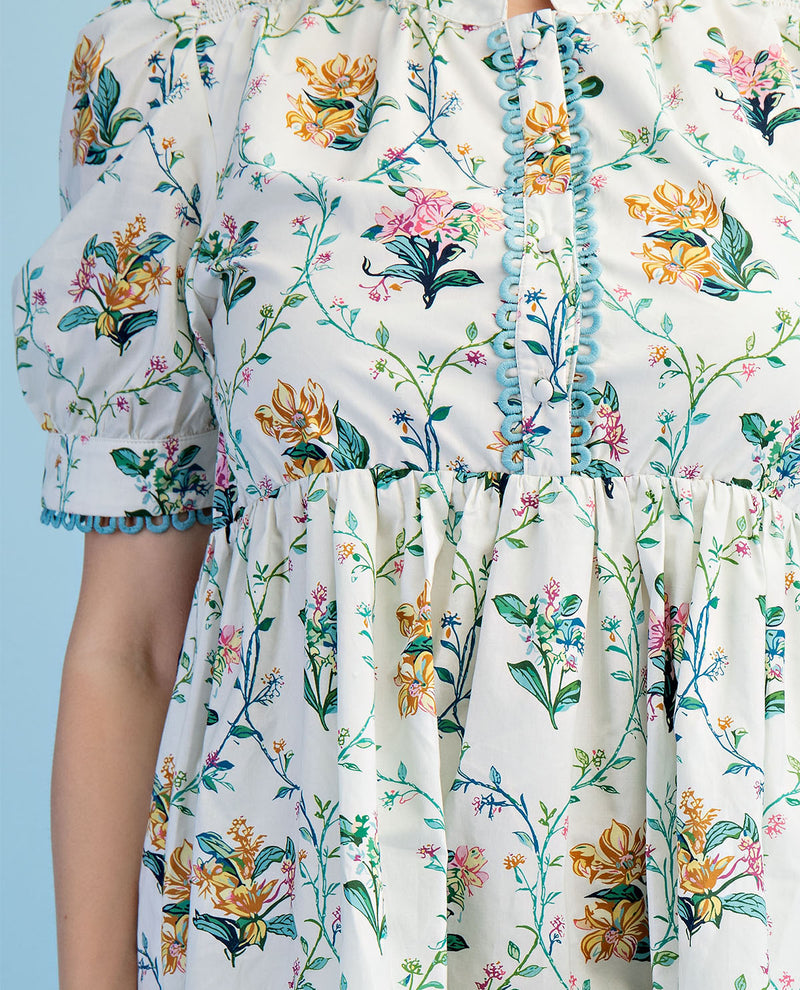 Gigio Vine Floral Print Dress Green Mix