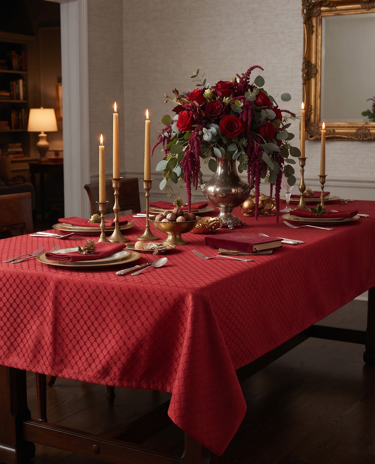 Laura Ashley Bradford Red 60x120" Tablecloth