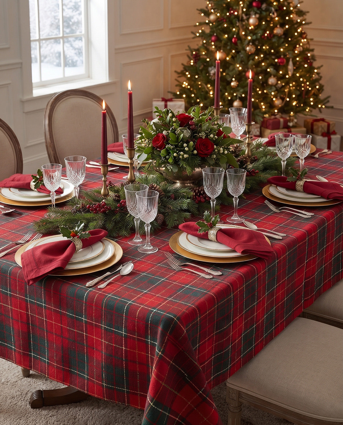 Laura Ashley Robin Red Plaid 60x102" Tablecloth