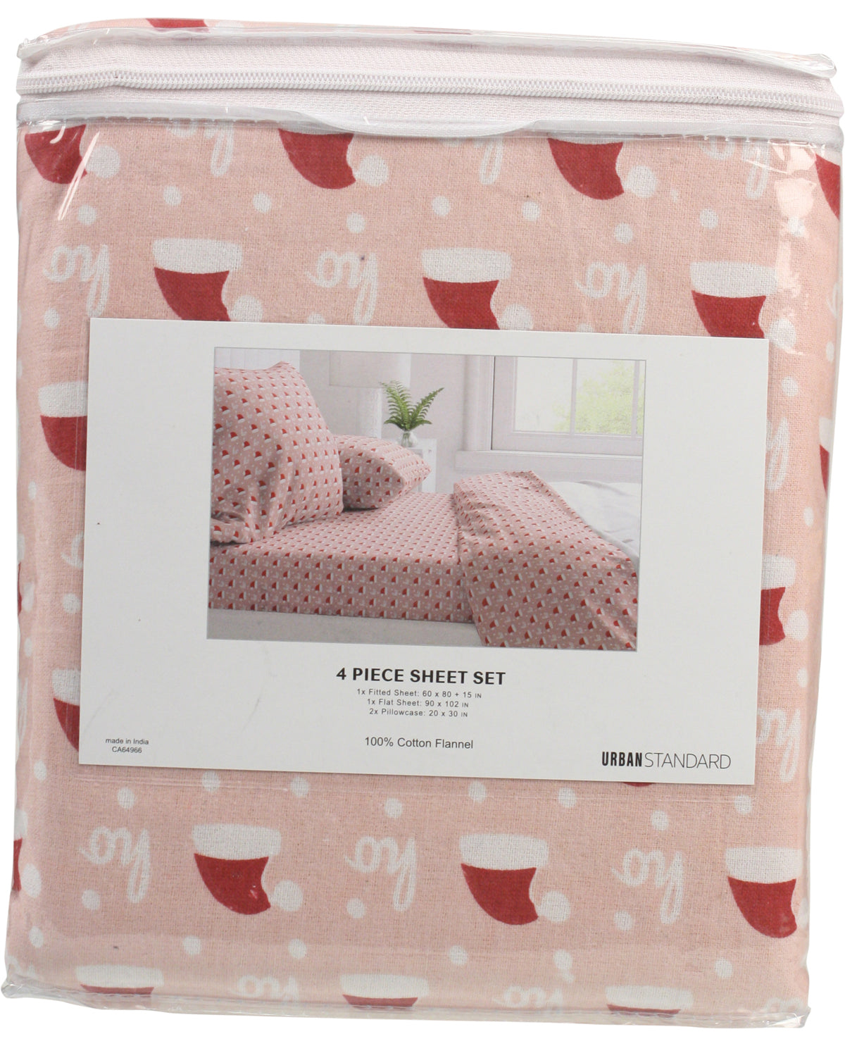 King Santa Hats Holiday Flannel Sheet Set