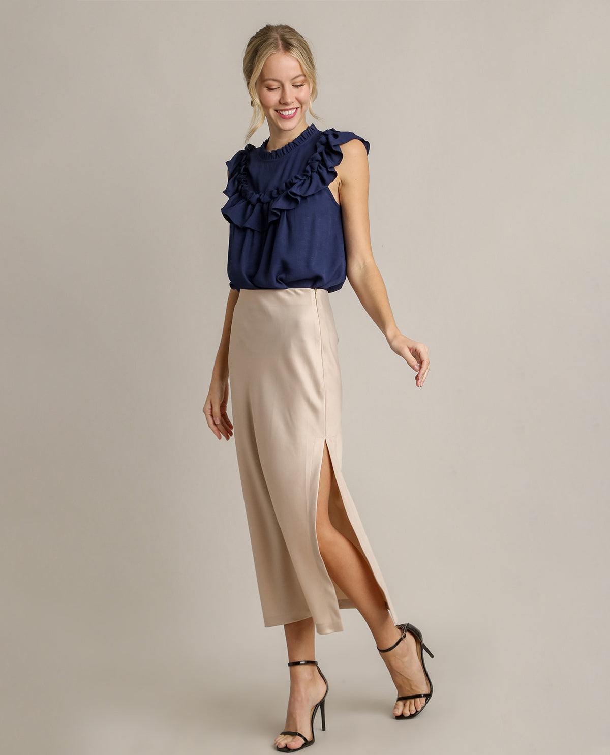 Ruffle Blouse with Flutter Sleeves