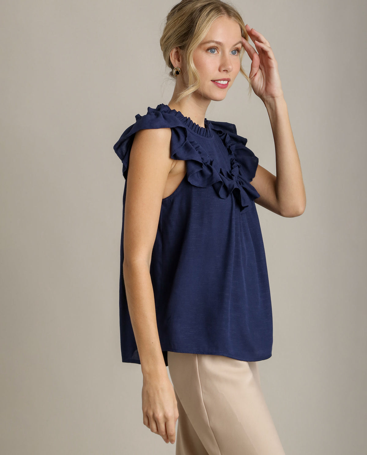 Ruffle Blouse with Flutter Sleeves