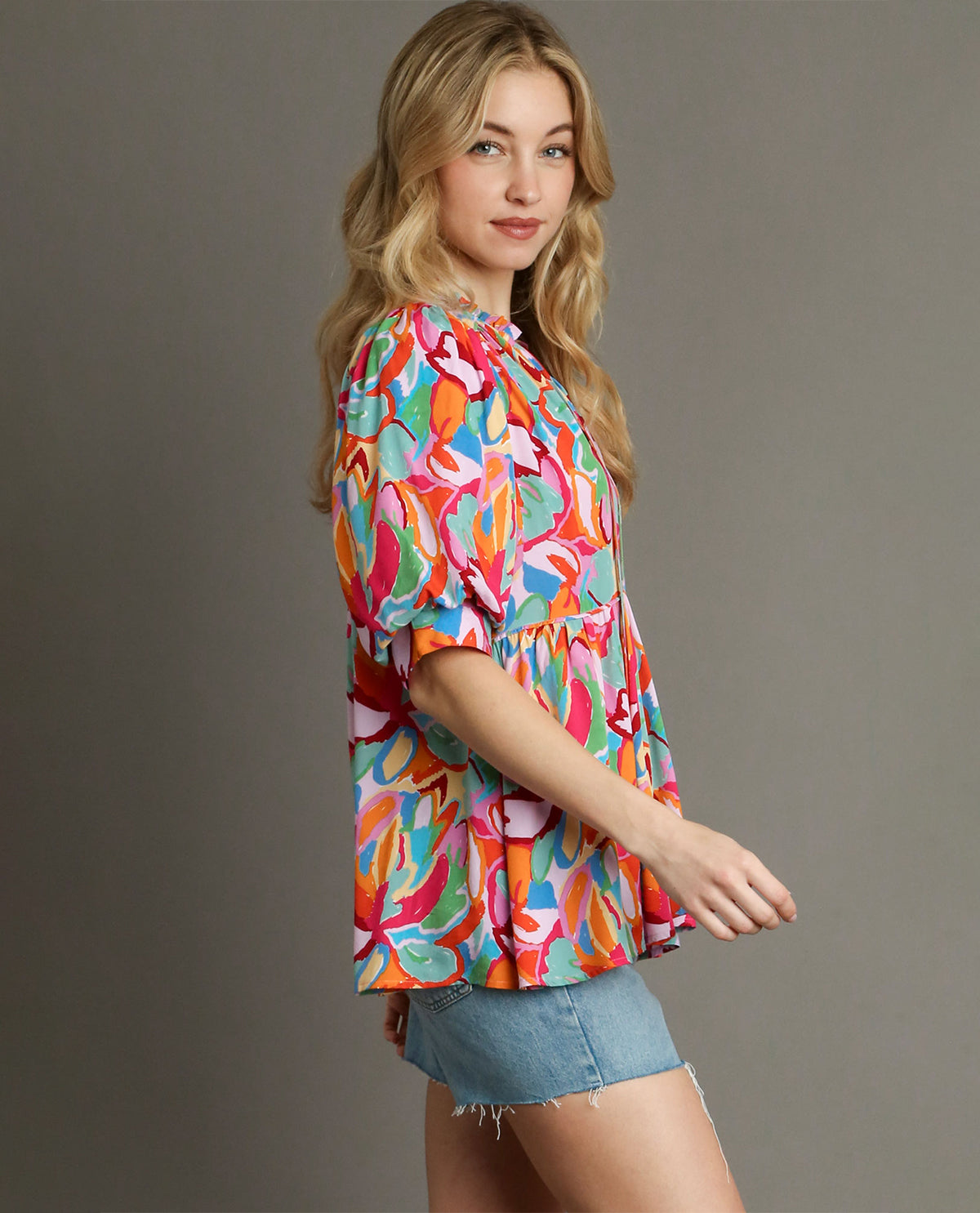 Abstract Print Baby Doll Top