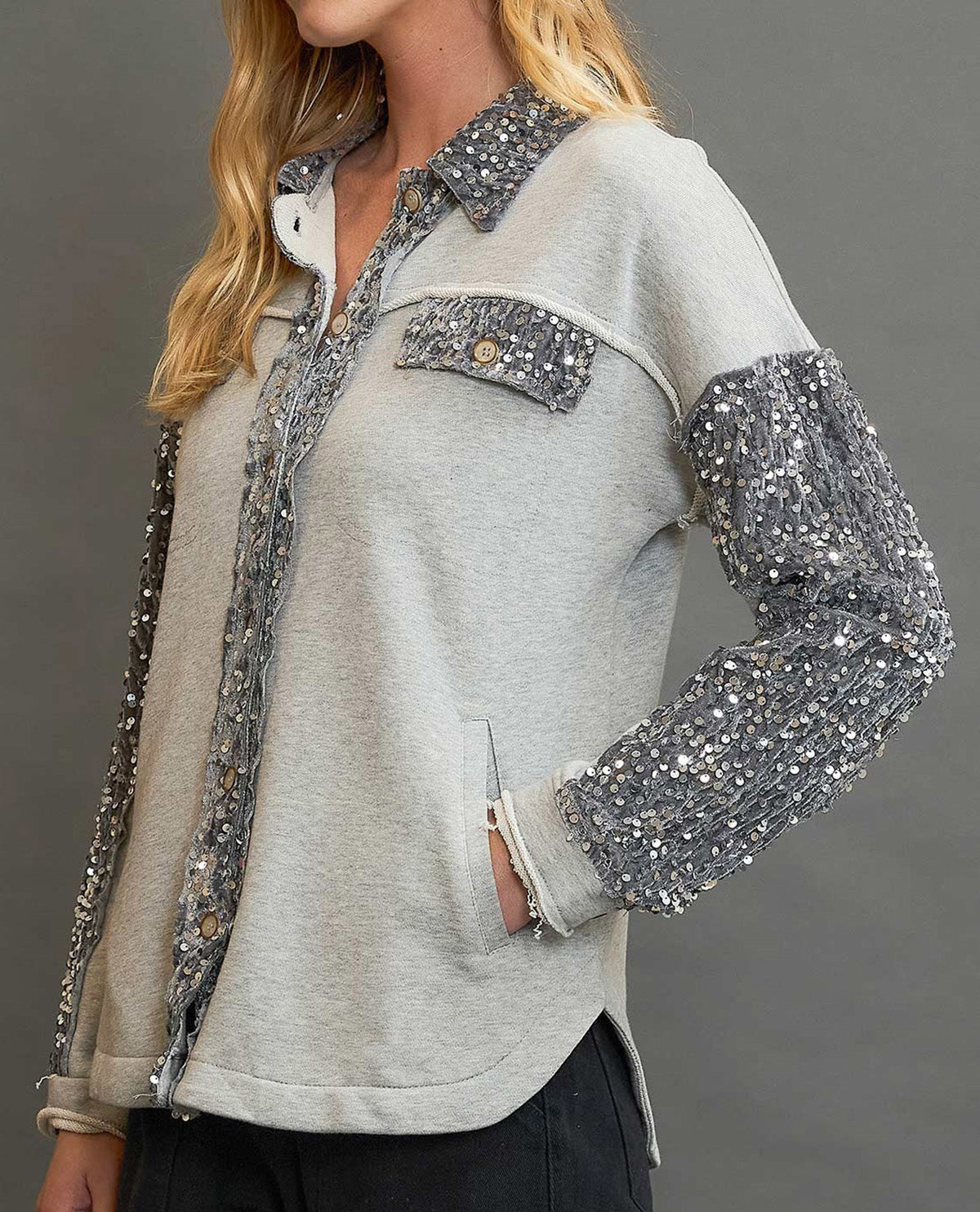 French Terry Jacket with Sequins