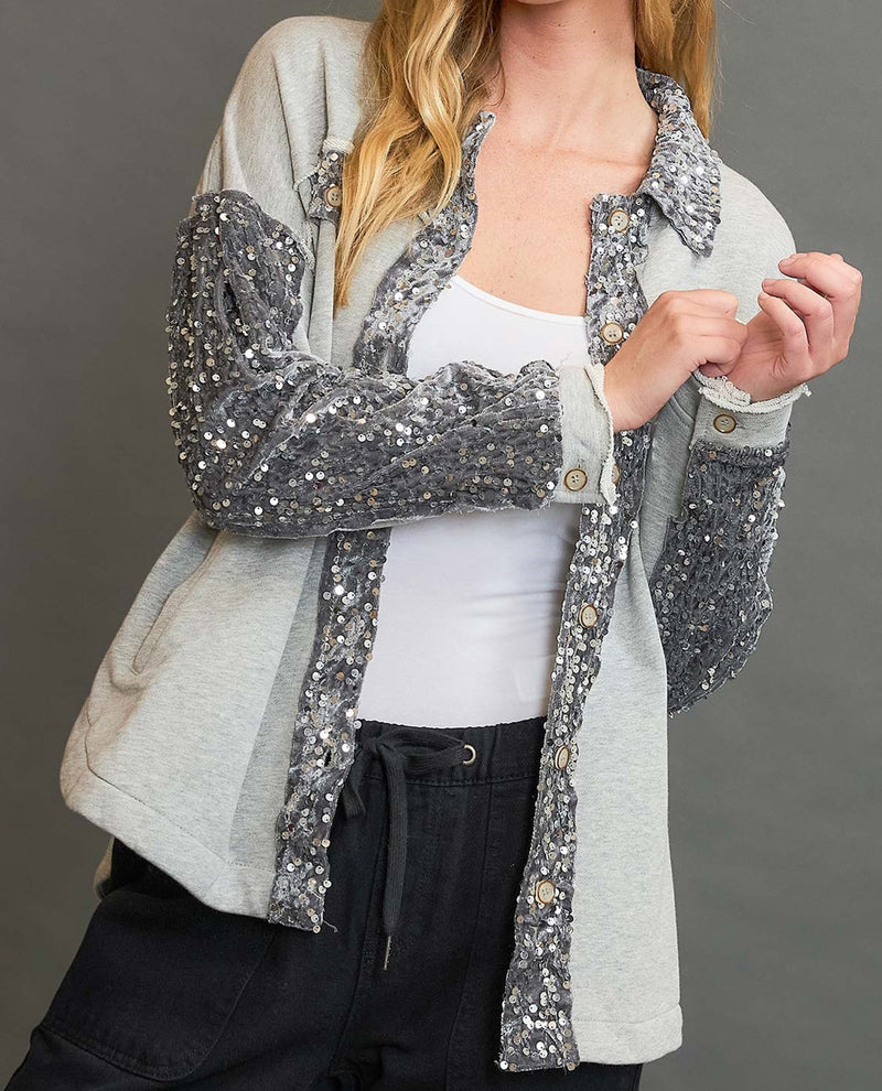 French Terry Jacket with Sequins