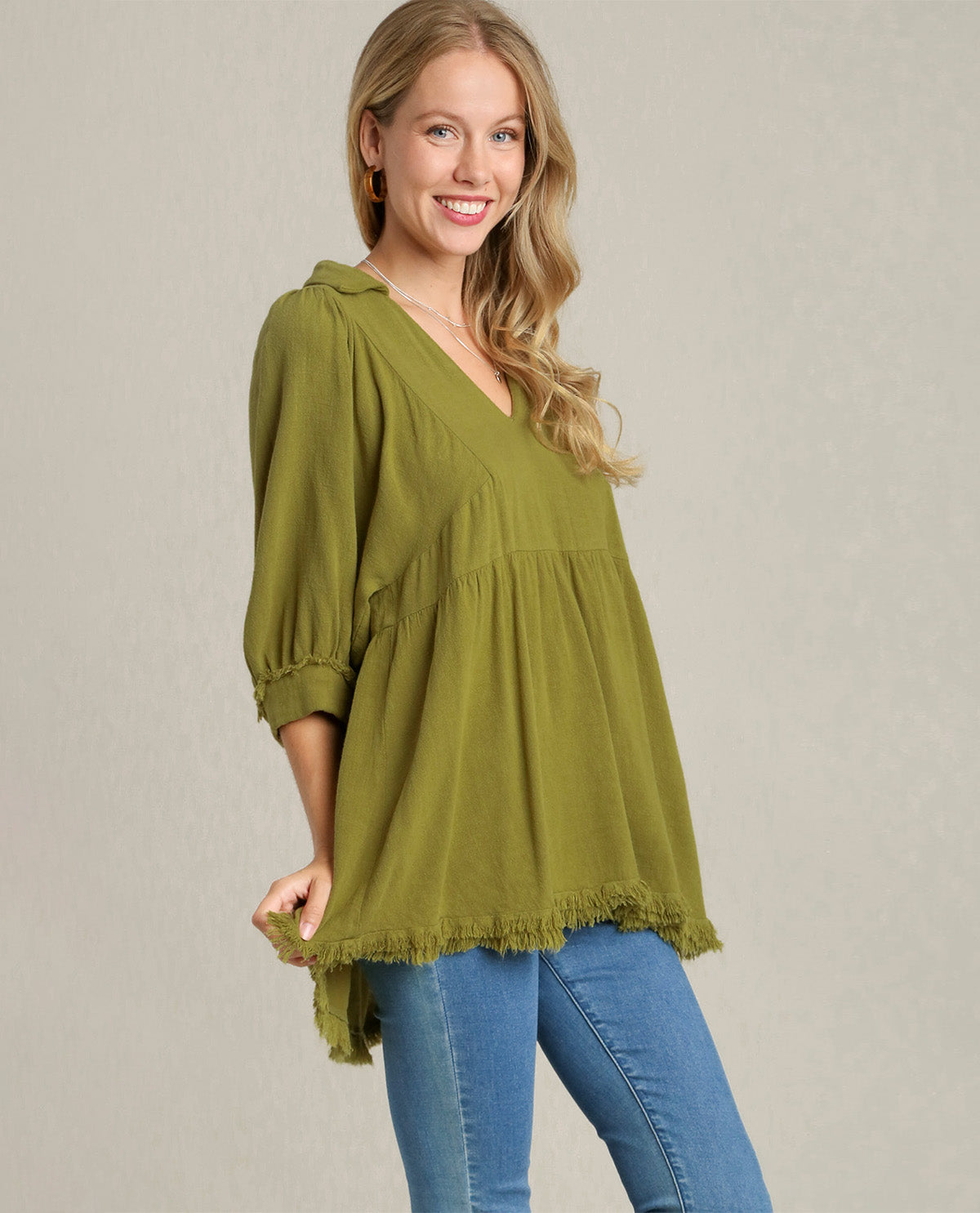 V-Neck Babydoll Linen Top