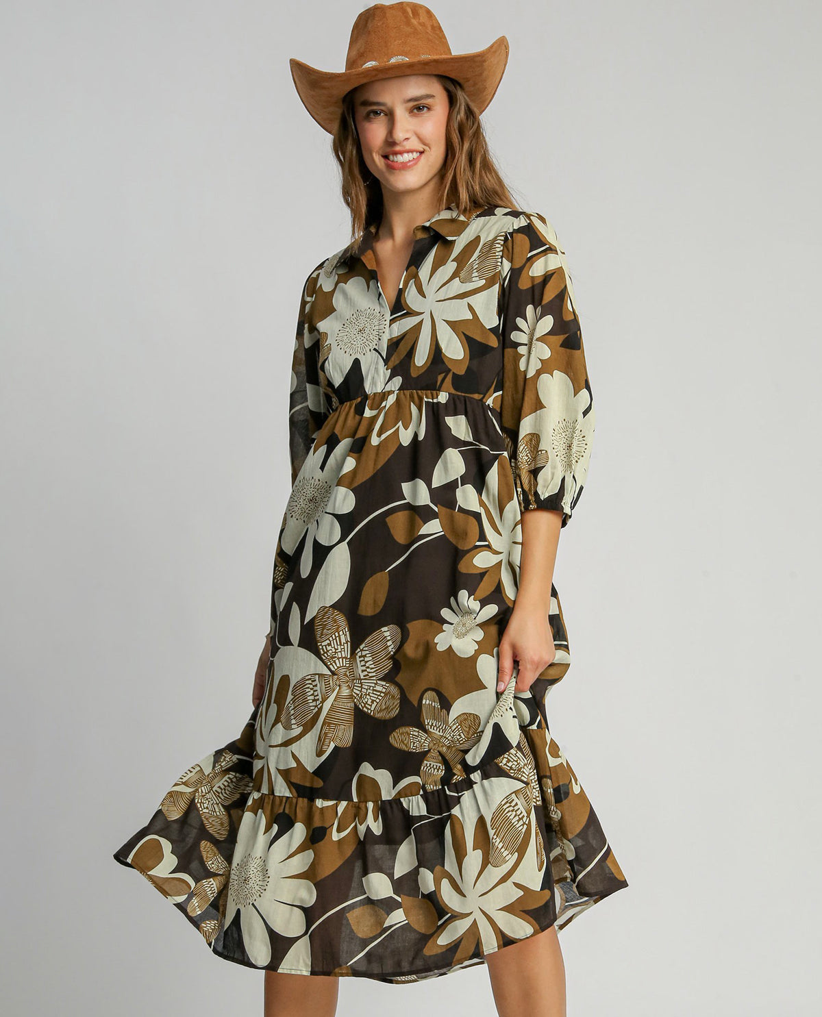 Tiered Floral Print Dress