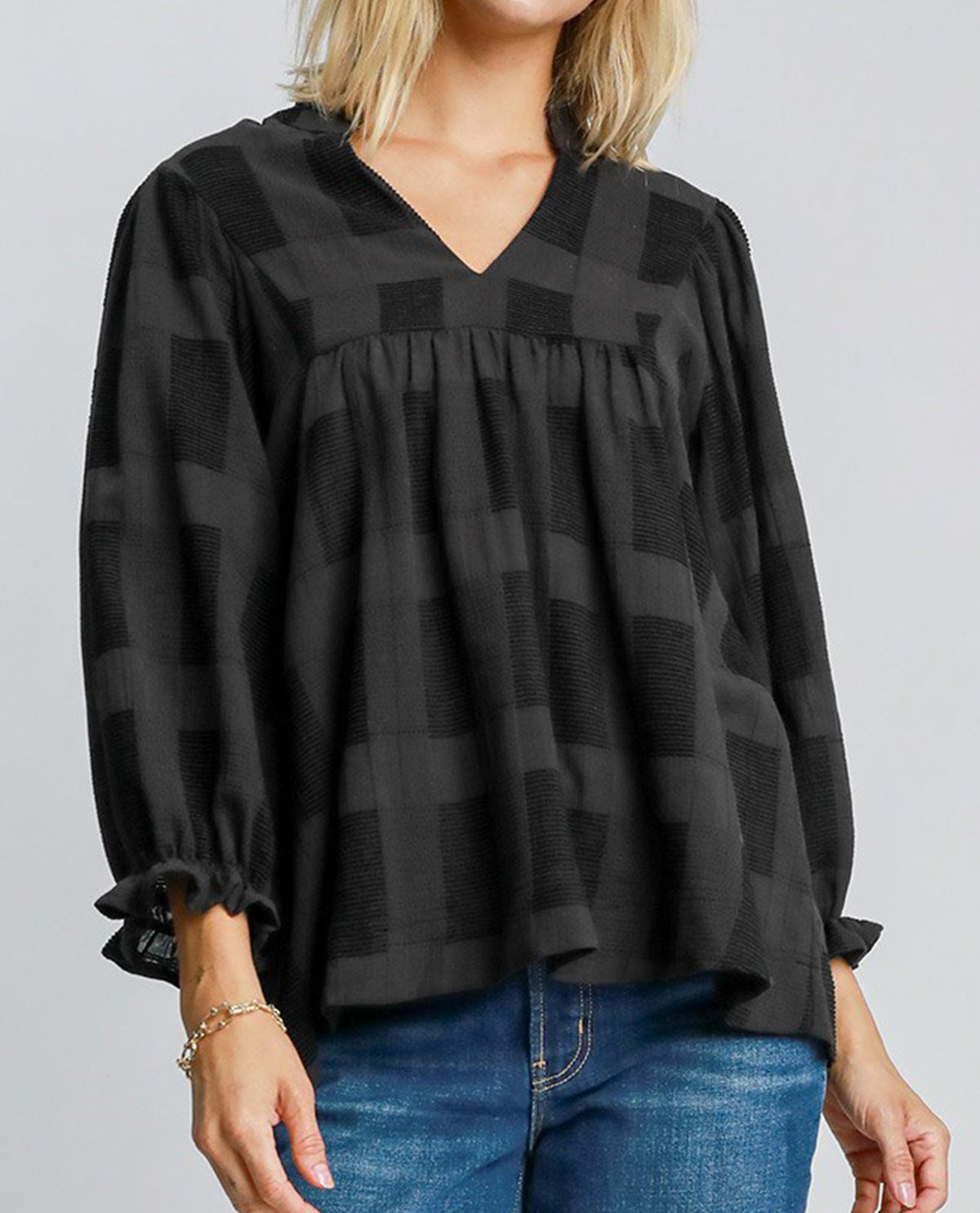 Square Jacquard High Neck Top