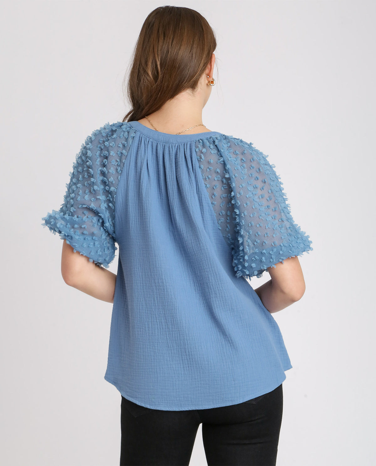 Floral Applique Puff Sleeve Top