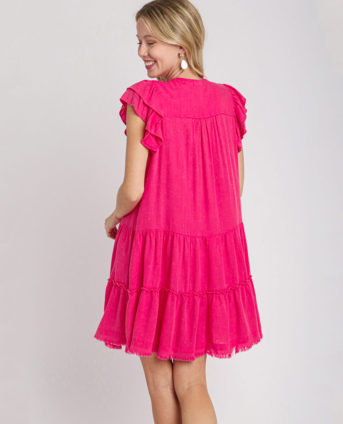 Mineral Wash Tiered A-Line Short Dress